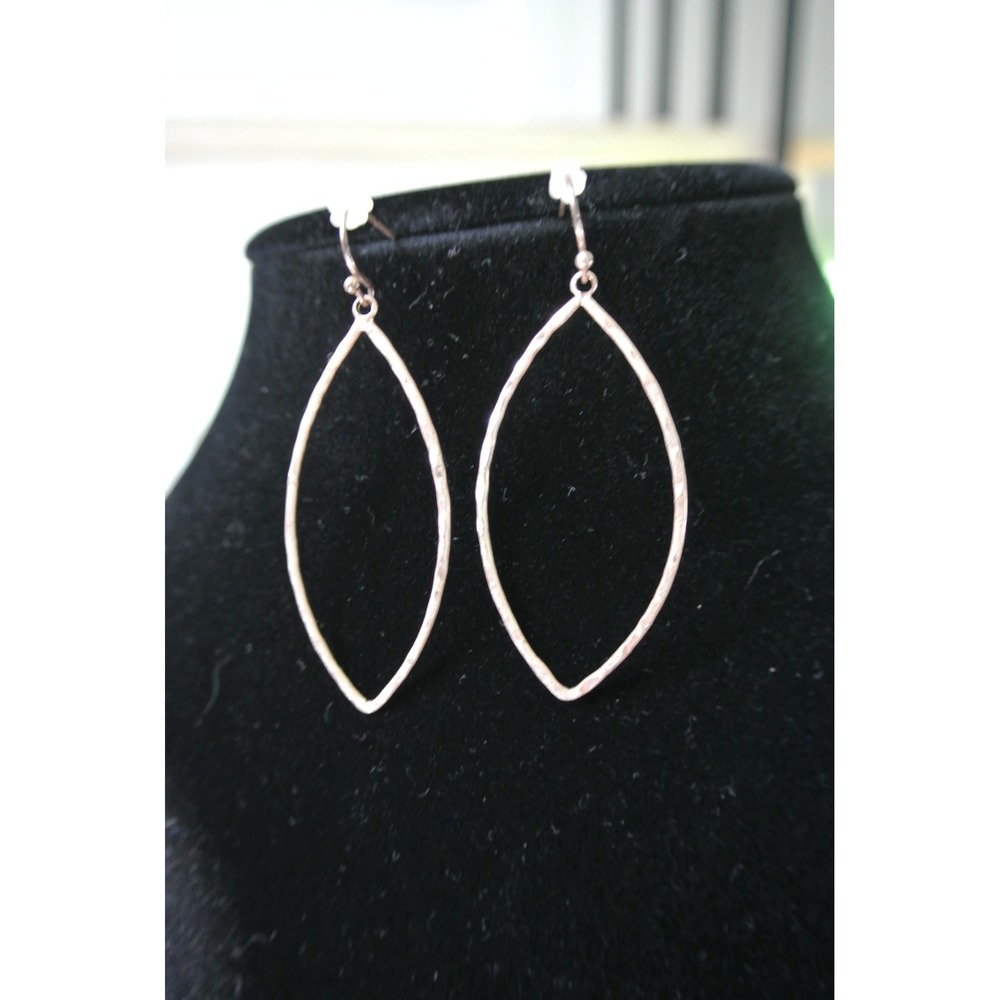 StitchFix Hammered Gold Tone Marquise Leaf Open Drop Earrings OS